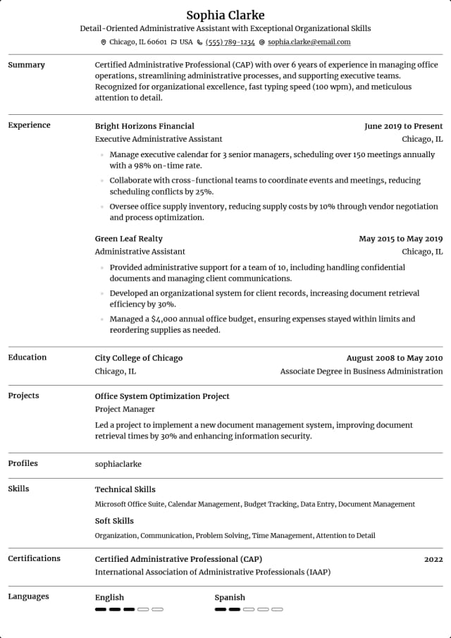 Additional Resume Template 1