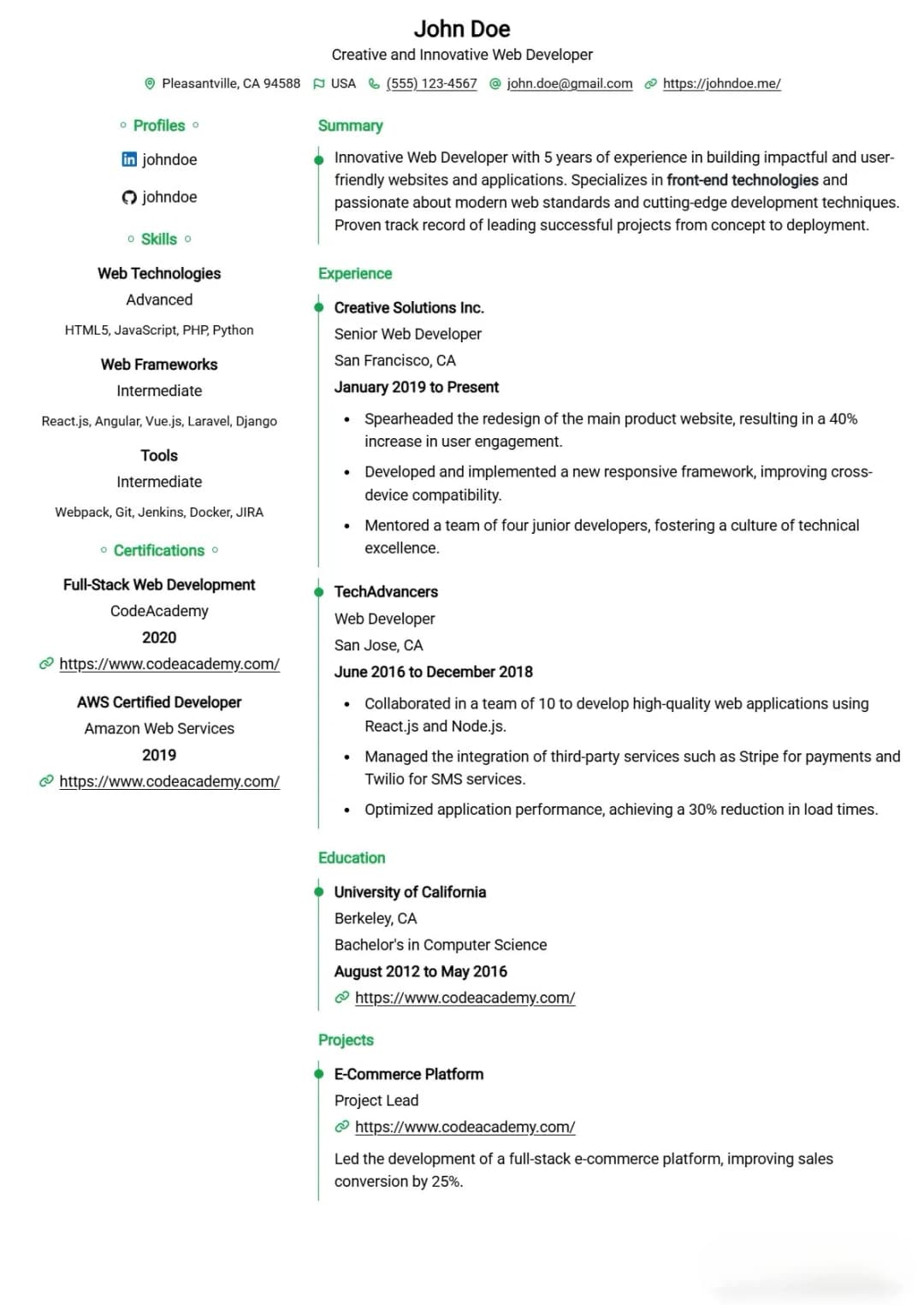 AI-Generated Resume Example