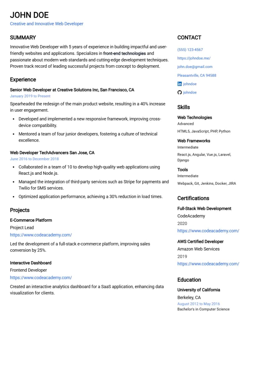 Main Resume Template